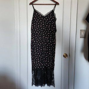 H&M lace-trimmed creped slip dress